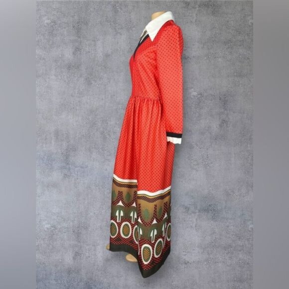Vibrant Handmade 60's Maxi Dress RARE PRINT - Picture 7 of 9